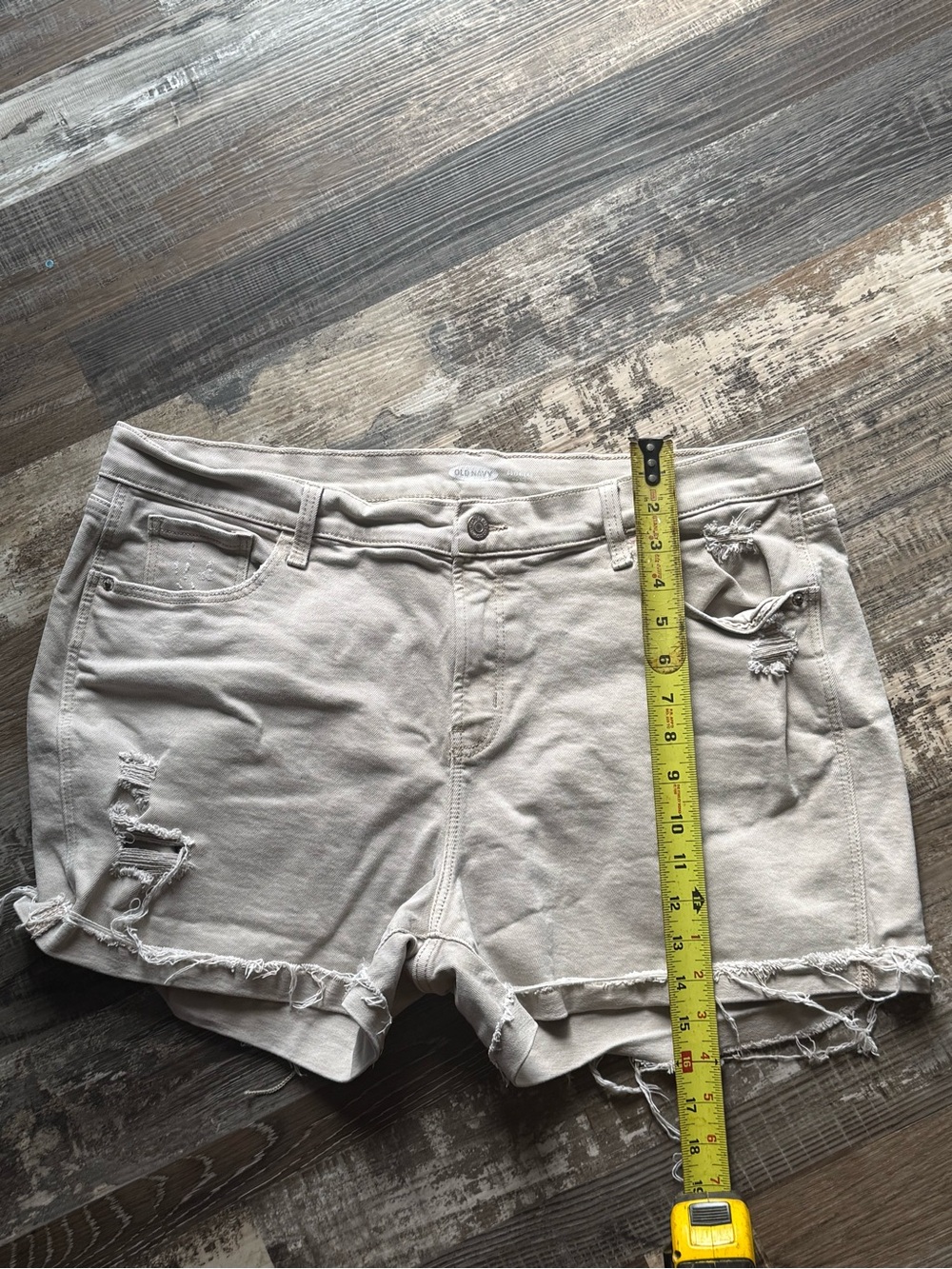 Old Navy Beige Distressed Denim Shorts
